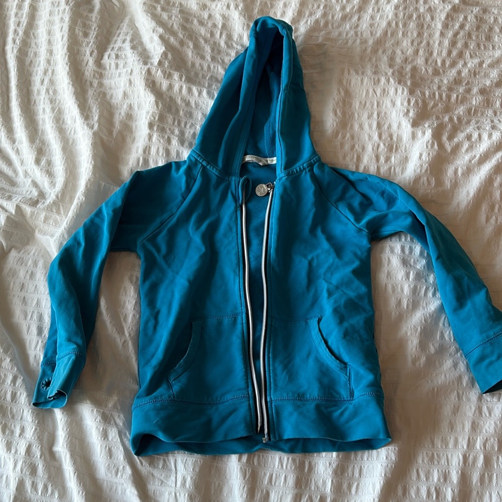 Peekaboo Beans Zip Hoodie (teal blue) - size 5
